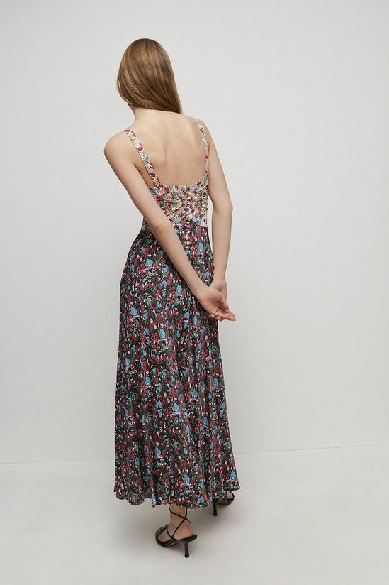 Warehouse Lace Satin Midi Dress In Mixed Print 3