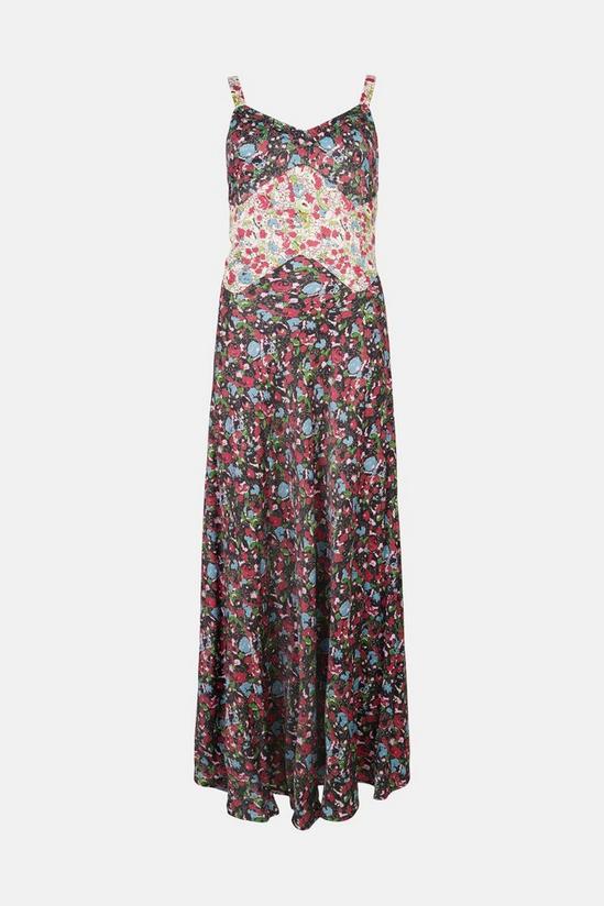 Warehouse Lace Satin Midi Dress In Mixed Print 4