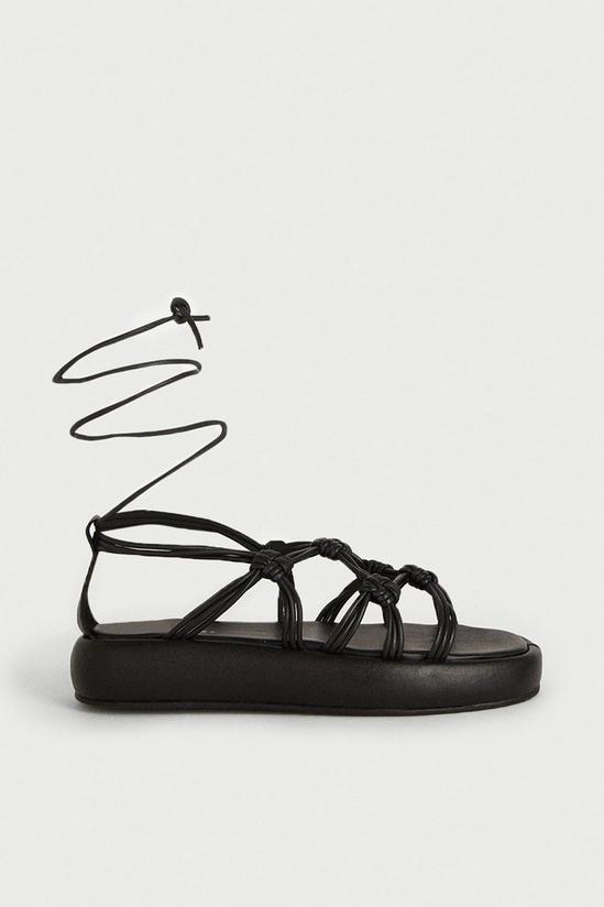 Warehouse Real Leather Knotted Flatform Sandal 1
