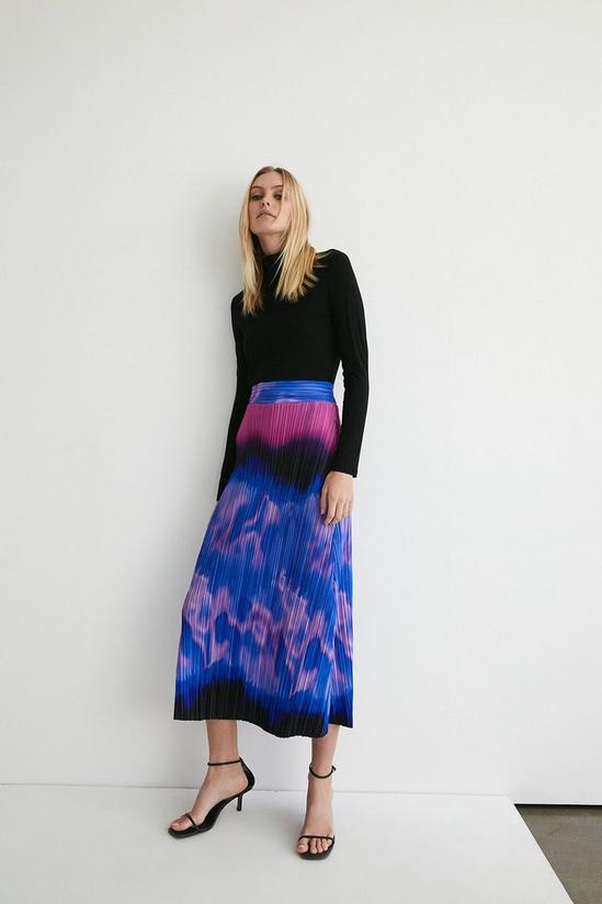 Warehouse Printed Plisse Full Midi Skirt 1