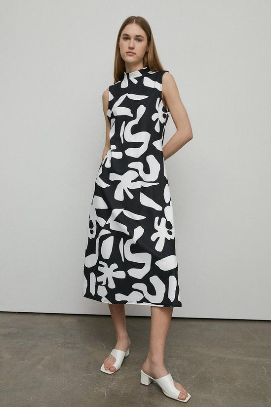 Warehouse Abstract Print Jersey Crepe Midi Dress 1