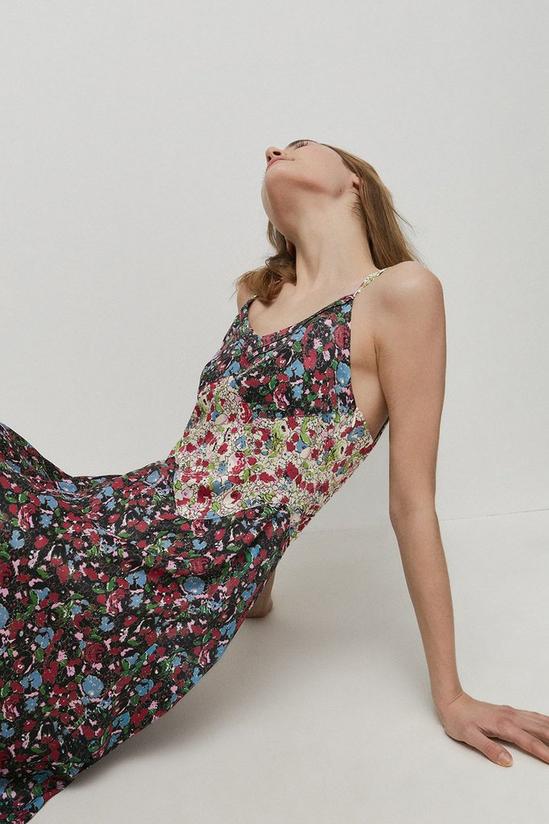 Warehouse Petite Lace Satin Midi Dress In Mixed Print 2