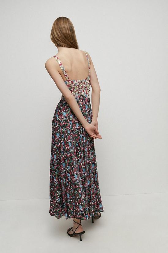 Warehouse Petite Lace Satin Midi Dress In Mixed Print 3