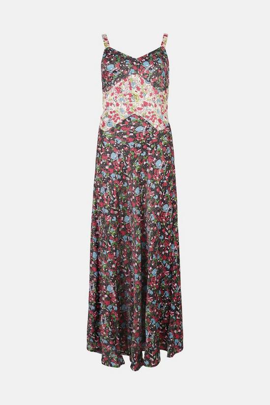 Warehouse Petite Lace Satin Midi Dress In Mixed Print 4