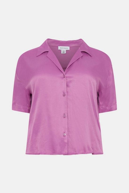 Warehouse Plus Size Satin Short Sleeve Resort Shirt 4
