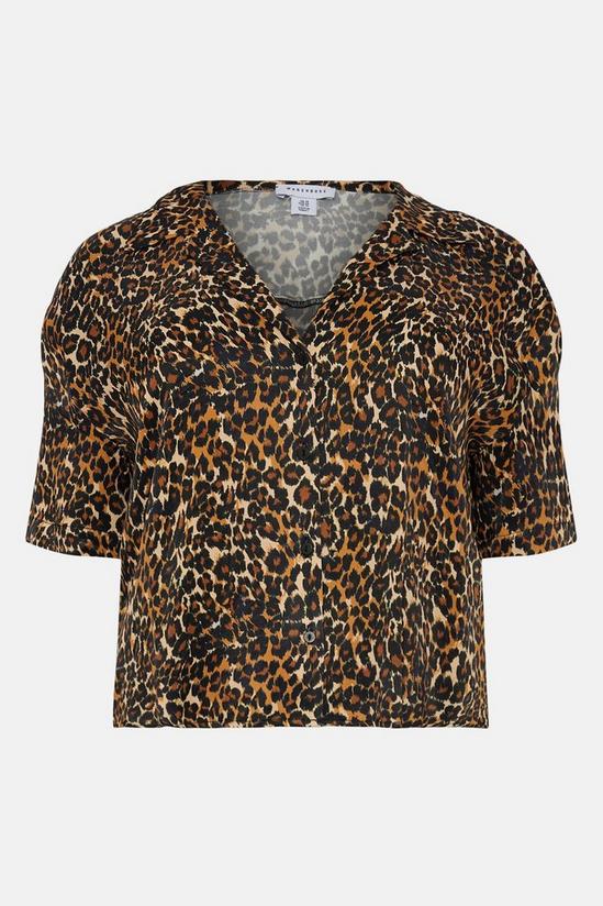 Warehouse Plus Size Short Sleeve Resort Shirt In Animal 4