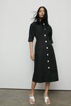 Warehouse Premium Cotton Tailored Midi Dress With Interest Button thumbnail 1