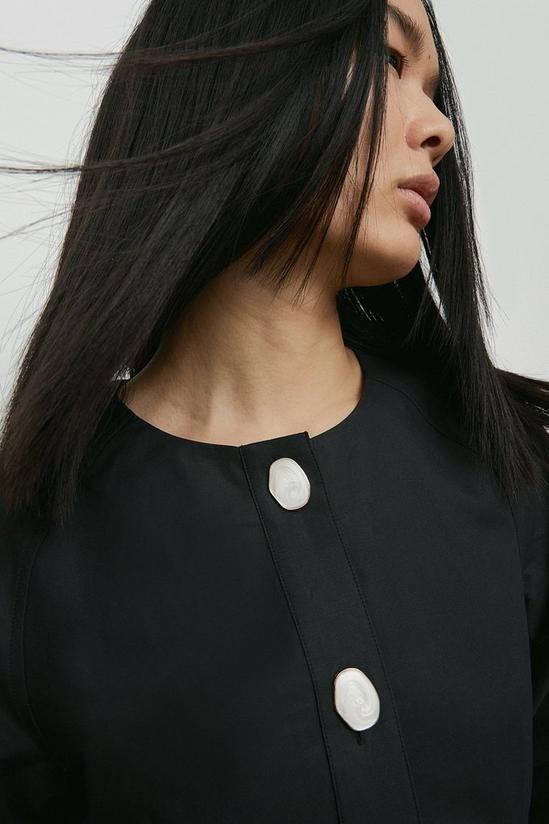 Warehouse Premium Cotton Tailored Midi Dress With Interest Button 2