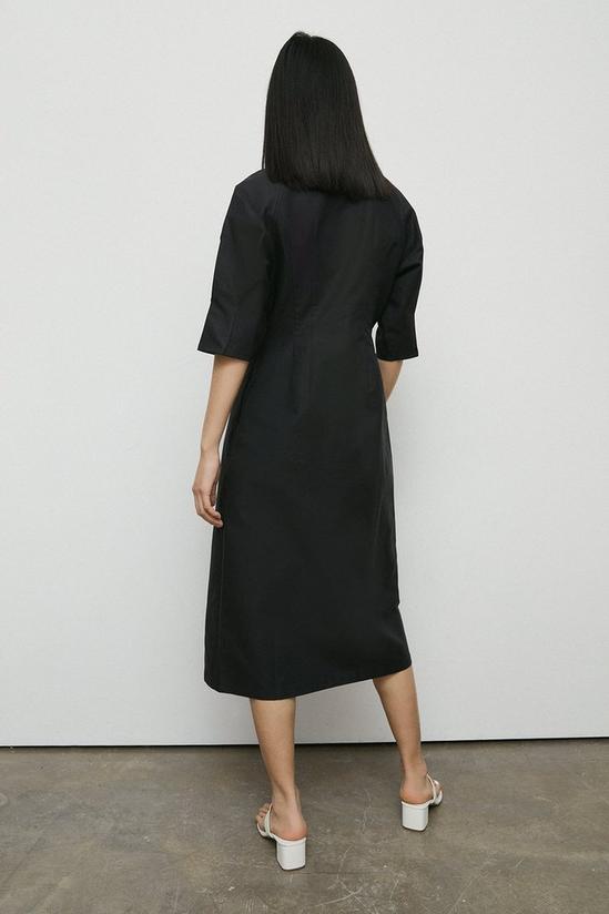 Warehouse Premium Cotton Tailored Midi Dress With Interest Button 3