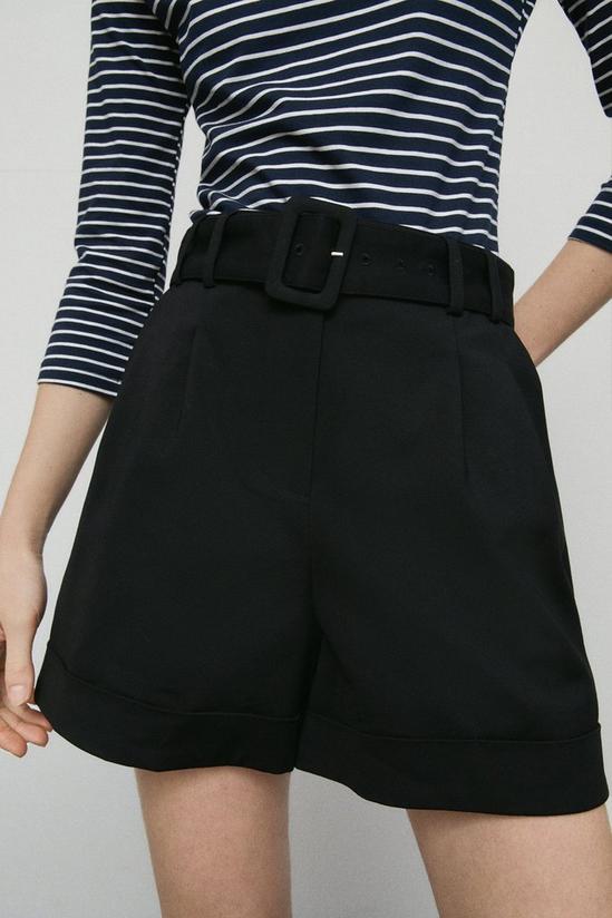 Warehouse Compact Cotton Belted Shorts 2