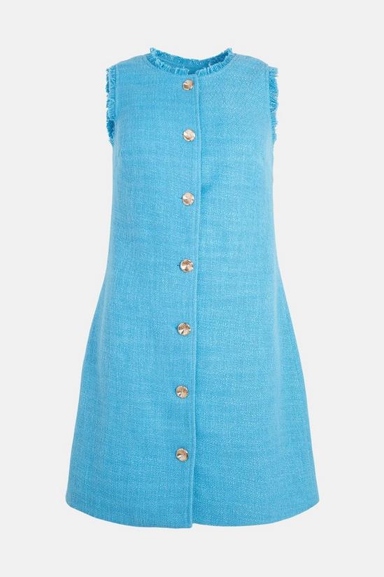 Warehouse Tweed Button Through Mini Shift Dress 4