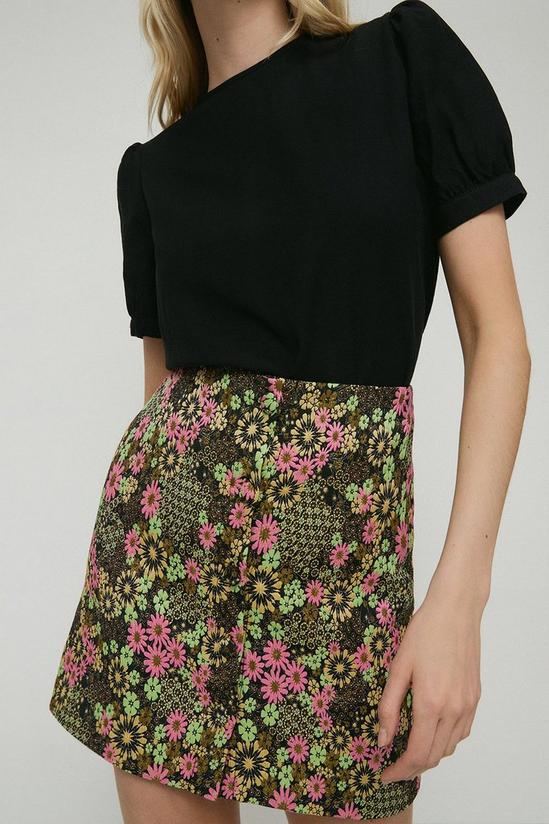 Warehouse Button Through Floral Pelmet Skirt 2