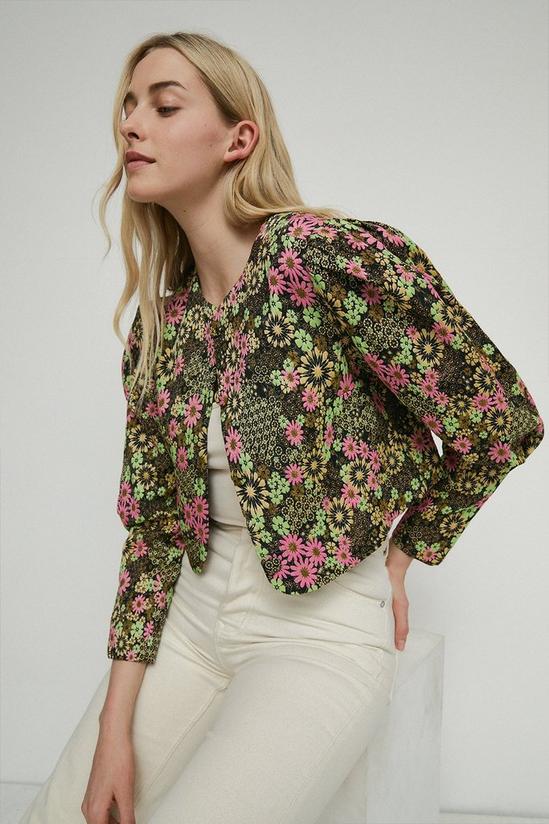 Warehouse Cropped Floral Button Through Jacket 1