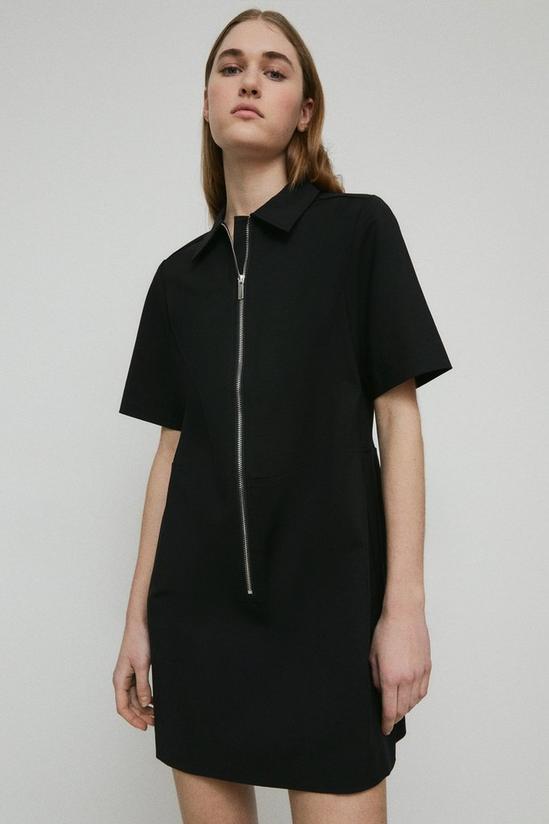 Warehouse Cotton Zip Detail A Line Mini Shirt Dress 2