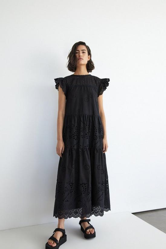 Warehouse Broderie Mix Tiered Midi Dress 1