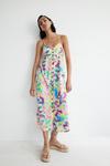 Warehouse Button Through Cami Midi Dress In Floral thumbnail 1