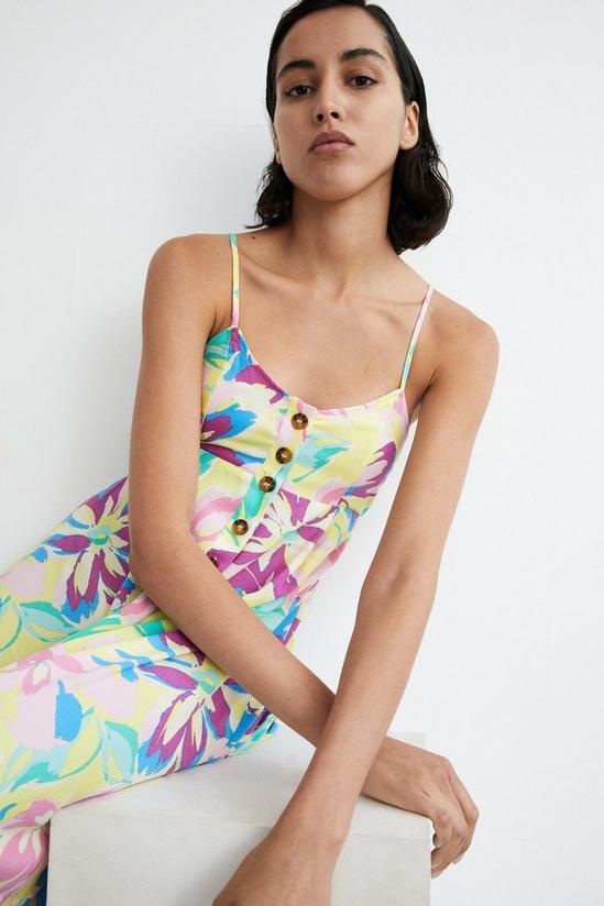 Warehouse Button Through Cami Midi Dress In Floral 2