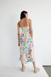 Warehouse Button Through Cami Midi Dress In Floral thumbnail 3