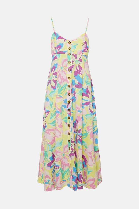 Warehouse Button Through Cami Midi Dress In Floral 4