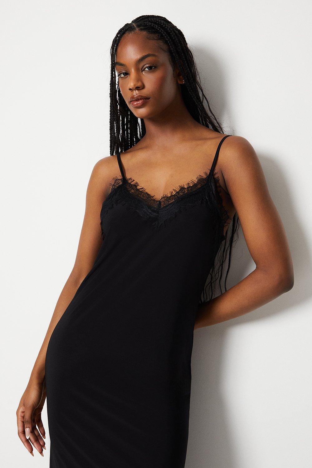 Black lace hot sale hem dress