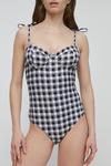 Warehouse Gingham Ribbed Tie Shoulder Cupped Swimsuit thumbnail 1