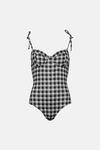 Warehouse Gingham Ribbed Tie Shoulder Cupped Swimsuit thumbnail 4