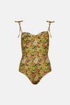 Warehouse Floral Ribbed Tie Shoulder Cupped Swimsuit thumbnail 4