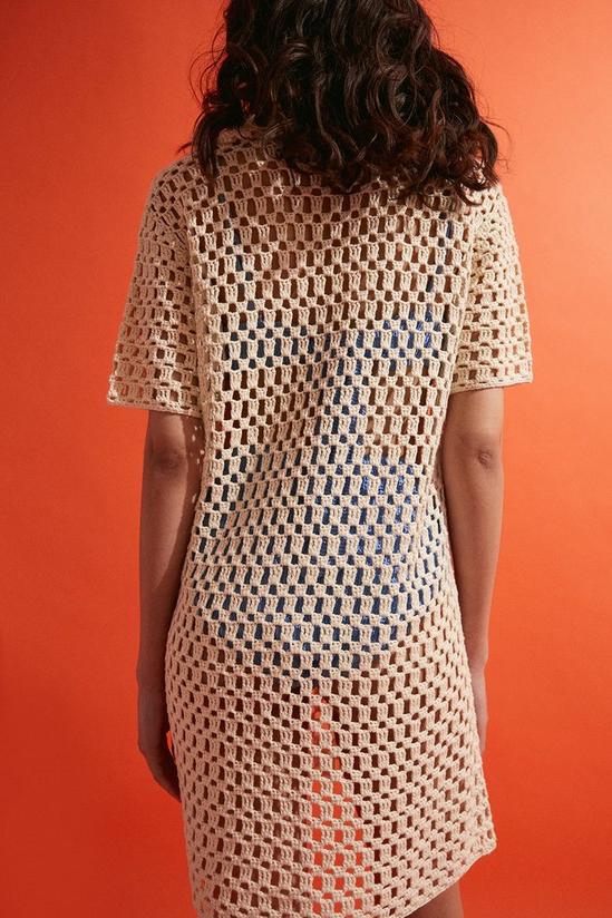 Warehouse Crochet Polo Knit Shirt Dress 3