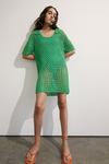 Warehouse Crochet Polo Knit Shirt Dress thumbnail 2