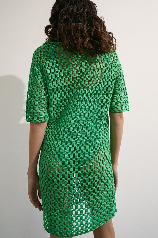 Warehouse Crochet Polo Knit Shirt Dress 3