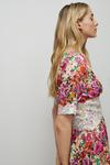 Warehouse Petite Satin Lace Tea Midi Dress In Floral thumbnail 2