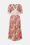 Warehouse Satin Lace Tea Midi Dress In Floral thumbnail 4