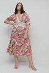 Warehouse Plus Size Satin Lace Tea Midi Dress In Floral thumbnail 2