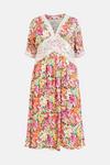 Warehouse Plus Size Satin Lace Tea Midi Dress In Floral thumbnail 4
