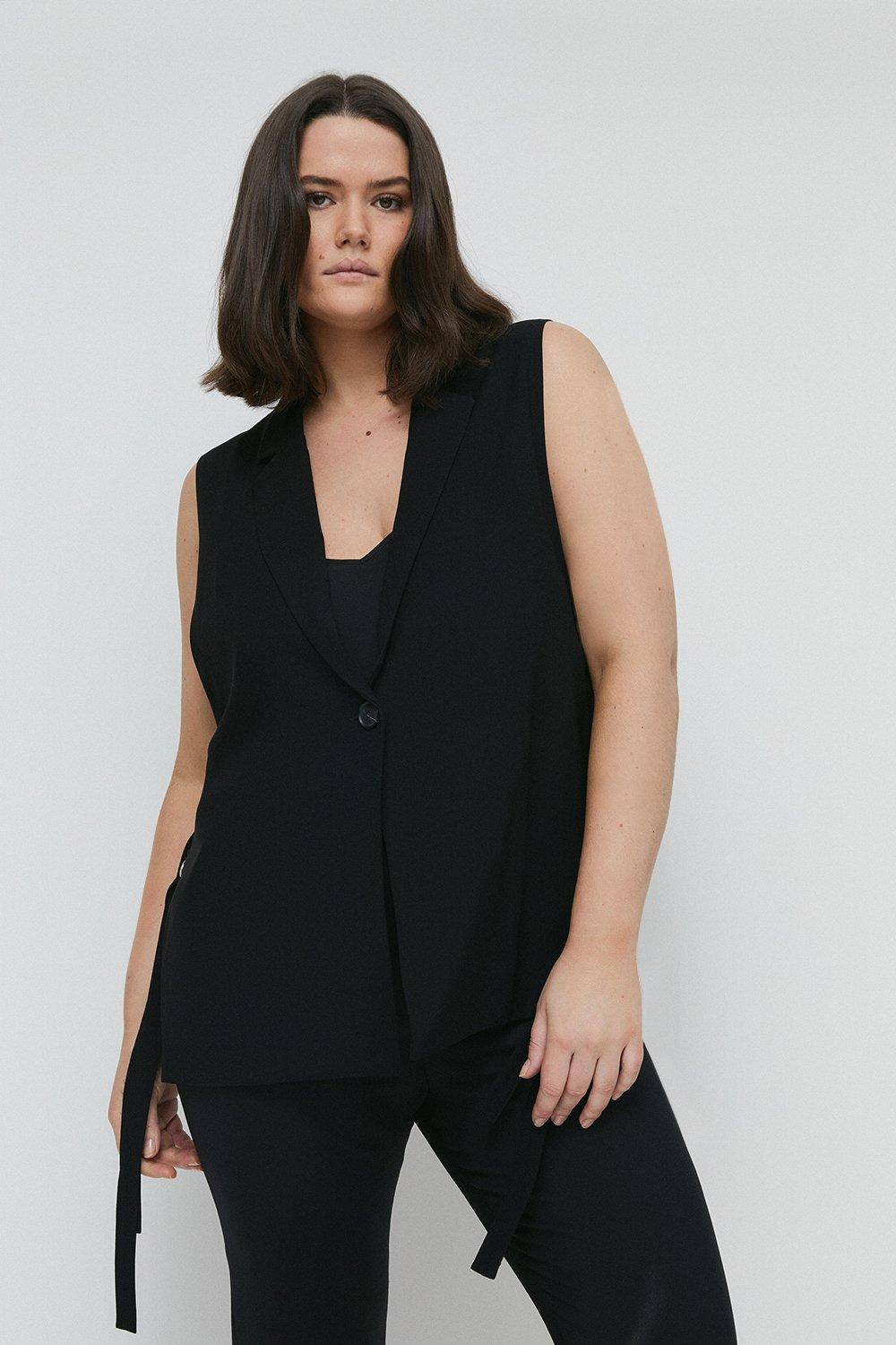 Plus size sleeveless blazer sale