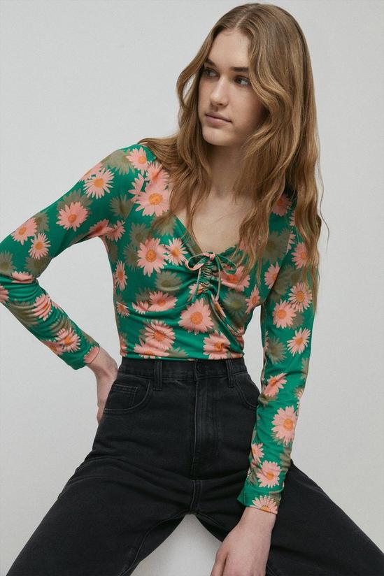 Warehouse Floral Print Sweetheart Neck Top 1