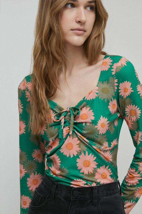Warehouse Floral Print Sweetheart Neck Top 2