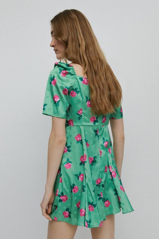 Warehouse Jacquard Wrap Mini Dress In Floral 3