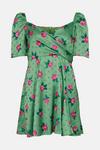 Warehouse Jacquard Wrap Mini Dress In Floral thumbnail 4