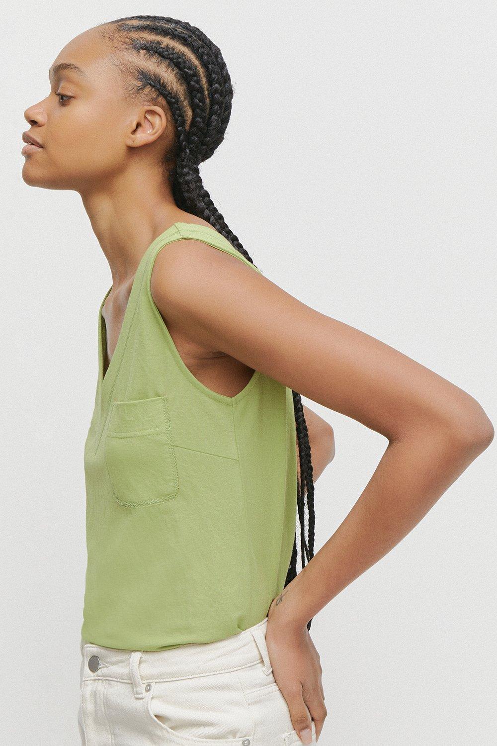 Womens Pique Pocket Vest - green