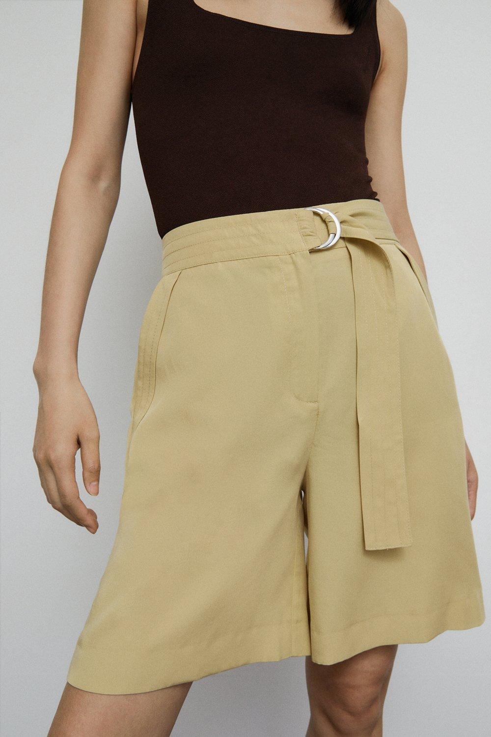Womens D Ring Belted Short - sand
