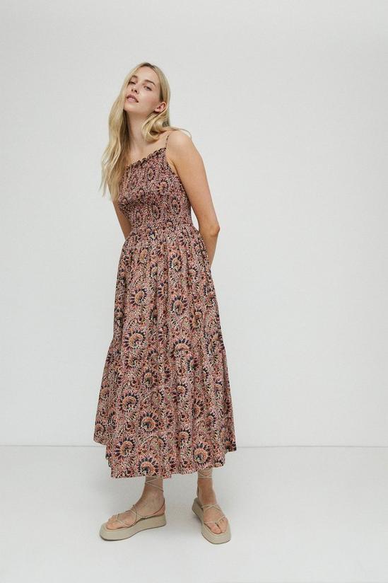 Warehouse Paisley Smocked Bodice Cami Midi Dress 1