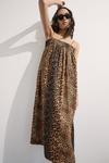 Warehouse Leopard Smocked Strappy Cami Midi Dress thumbnail 1