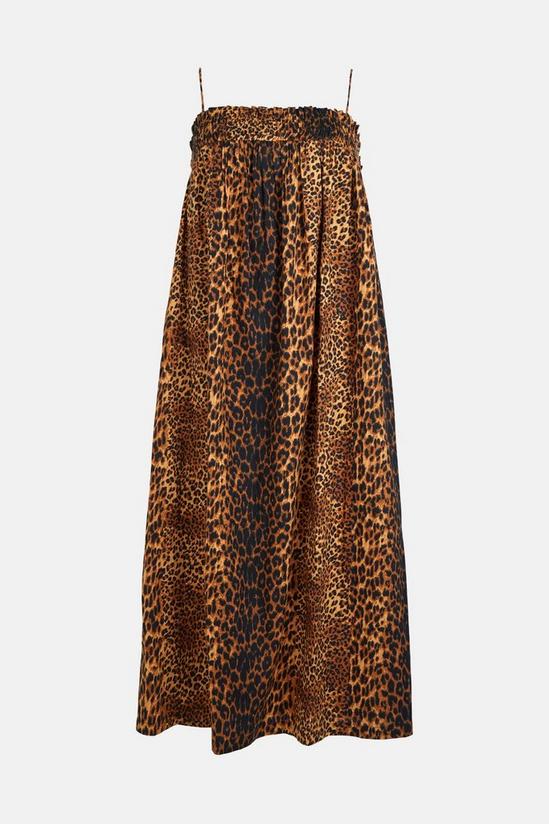 Warehouse Leopard Smocked Strappy Cami Midi Dress 4