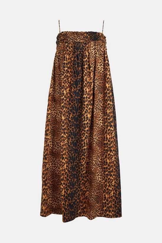 Warehouse Petite Leopard Smocked Cami Midi Dress 4