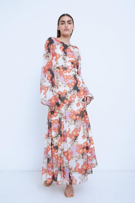 Warehouse WH x The British Museum: The Charles Rennie Mackintosh Collection Chiffon Cowl Back Maxi Dress 1