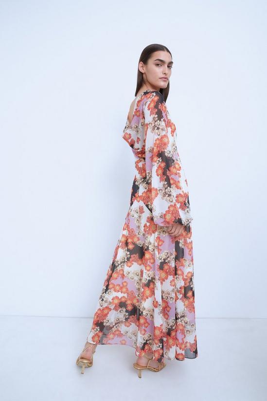 Warehouse WH x The British Museum: The Charles Rennie Mackintosh Collection Chiffon Cowl Back Maxi Dress 3