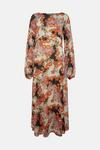 Warehouse Petite WH x The British Museum: The Charles Rennie Mackintosh Collection Chiffon Cowl Back Dress thumbnail 4