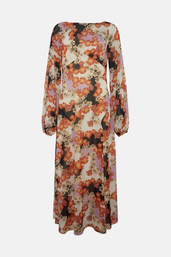 Warehouse Petite WH x The British Museum: The Charles Rennie Mackintosh Collection Chiffon Cowl Back Dress 4