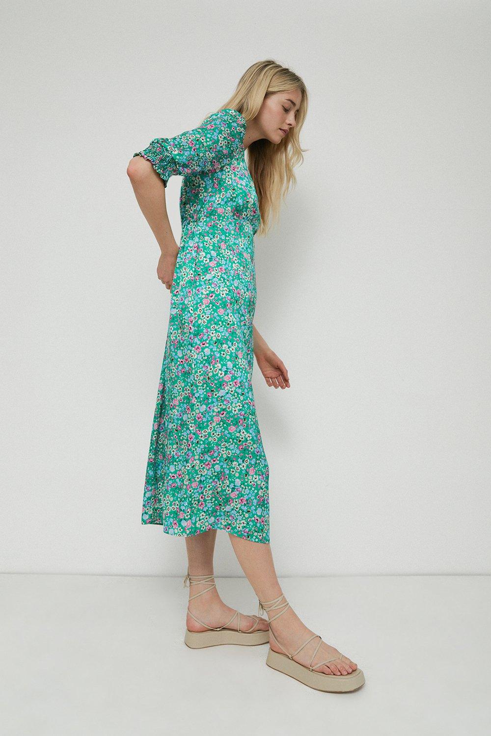 Warehouse green hot sale floral dress